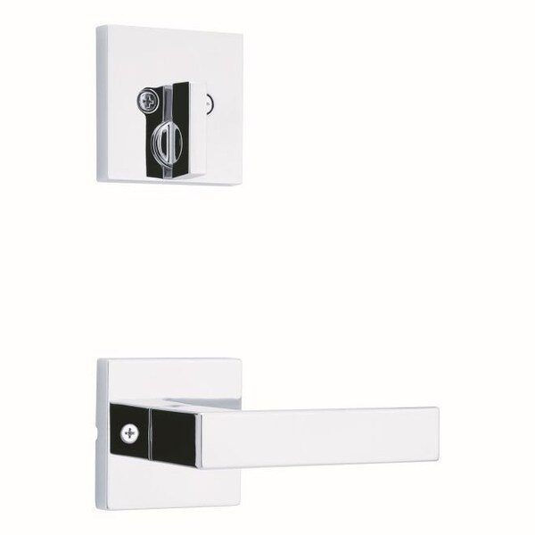 Single Cylinder Interior Singapore Lever Trim with Square Rose Bright Chrome Finish